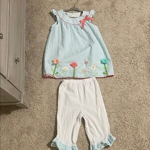 Adorable Seersucker blue and White Set girls size 6